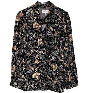 Michael Stars Alexei Paisley BowTie Blouse Long Sleeve 2X Careerwear Classic NWT